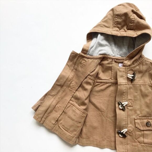 Joe Fresh tan light hooded jacket EUC 12-18 months - Picture 3 of 5